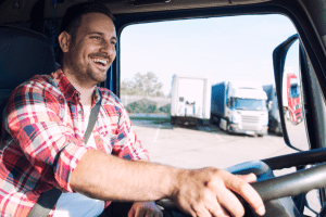 Chauffeur routier au volant