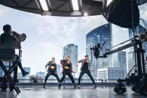 Tournage d'un clip de musique en studio